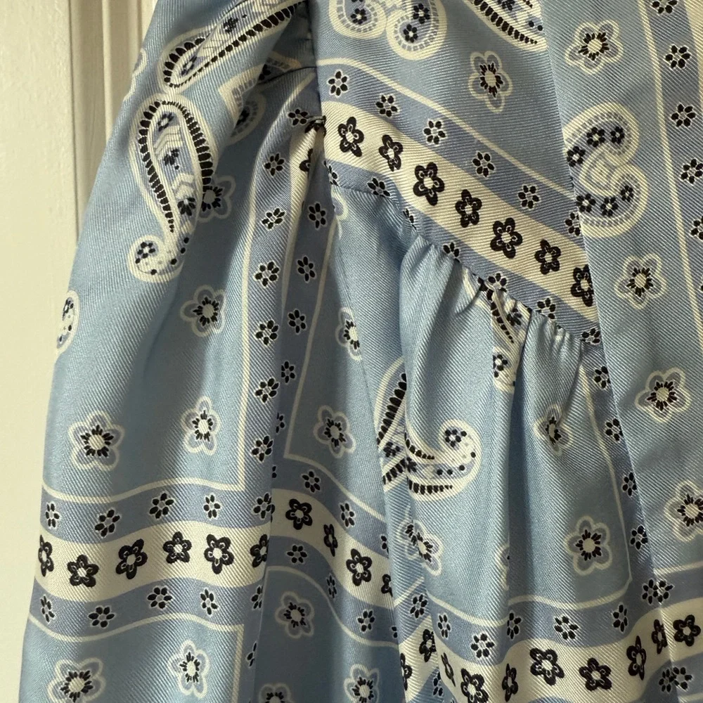 Sandro Light Blue Patterned Long Sleeve Dress - Picture 3 of 8